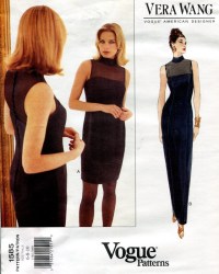 1585 VOGUE VERA WANG SLEEVELESS LINED YOKE DRESS LENGTHS PATTERN 6-10